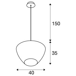 PANTILO CONVEX 40, suspension intérieure, chrome, E27, max 40W