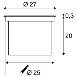 DASAR® 270, encastré de sol extérieur, asymétrique, rond, noir mat/inox brossé, LED, 30W, 3000K, IP65