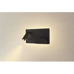 SOMNILA SPOT, applique intérieure, liseuse, version droite, noir, LED, 13W, 3000K, avec port USB