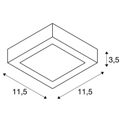 SENSER 12, plafonnier intérieur, carré, blanc mat, LED, 8,2W, 3000K, variable Triac