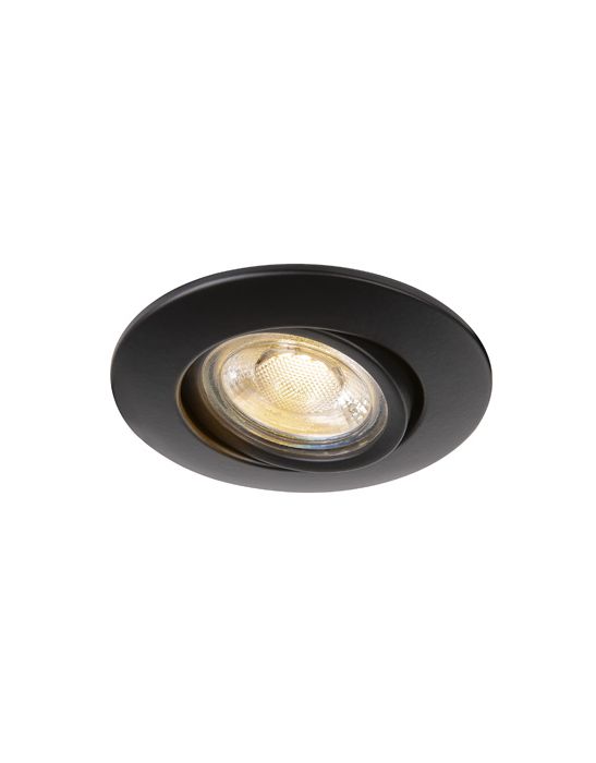 EASY-INSTALL QPAR51, encastré de plafond intérieur, rond, noir, GU10/QPAR51, 20W max