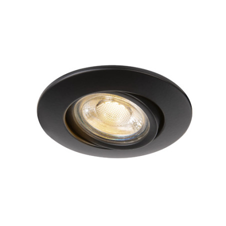 EASY-INSTALL QPAR51, encastré de plafond intérieur, rond, noir, GU10/QPAR51, 20W max