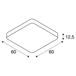 MEDO 60, plafonnier intérieur slv, carré, blanc, LED 39W, 3000K, variable Dali