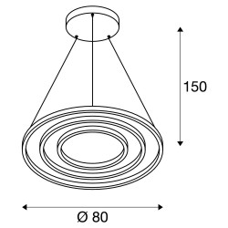 ONE TRIPLE, suspension intérieure, noir mat, LED 65W, 3000/4000K, variable Dali