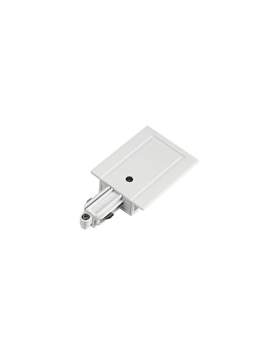 Alimentation, terre gauche, pour rail 1 allumage à encastrer, intérieur, blanc