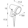 SAMRINA, spot sur piquet extérieur, noir, GU10, QPAR51, 7W max, IP54, plastique recyclé