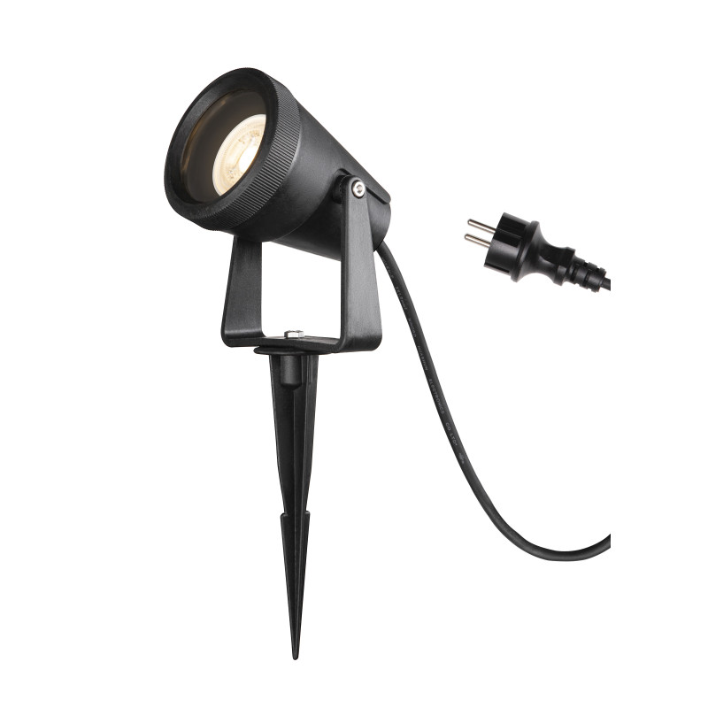 SAMRINA, spot sur piquet extérieur, noir, GU10, QPAR51, 7W max, IP54, plastique recyclé