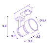 PURI TRACK, spot pour rail 3 allumages, intérieur, gris argent, GU10/QPAR51, 50W max