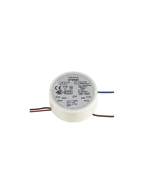 Alimentation LED, intérieur, 12V, 12W, ronde, blanc
