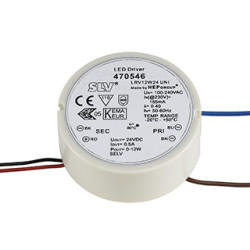 Alimentation LED, intérieur, 24V, 12W, ronde, blanc