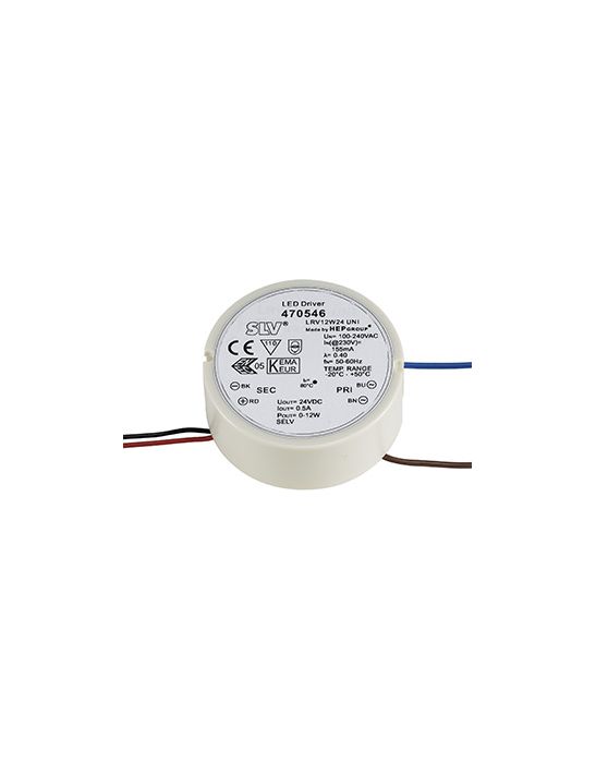 Alimentation LED, intérieur, 24V, 12W, ronde, blanc