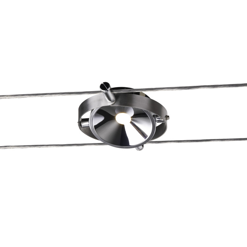 DURNO, spot pour câble tendu T.B.T. TENSEO, intérieur, chrome, LED, 6W, 2700K