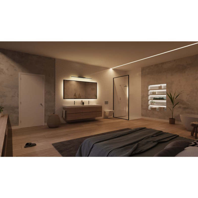GLENOS 60, luminaire de miroir profilé, noir, SMD LED, 12,6W, 3000K