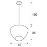 PANTILO CONVEX 40, suspension intérieure, chrome, E27, max 40W