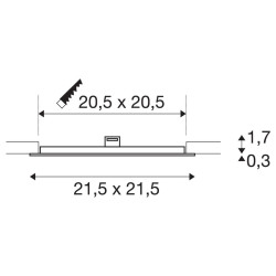 SENSER 24, encastré de plafond intérieur, carré, blanc, LED, 4000K
