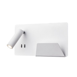 SOMNILA SPOT, applique int. liseuse, droite, blanc, LED 13W 3000K, avec port USB