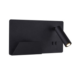 SOMNILA SPOT, applique intérieure, liseuse, version gauche, noir, LED, 13W, 3000K, avec port USB