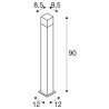 GRAFIT 90, borne extérieure, carré, anthracite, E27, 11W max, IP44
