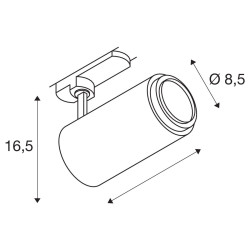 NUMINOS® ZOOM M, spot rail 3 all int, 15°, noir, LED, 20W, 3000K, variable Dali