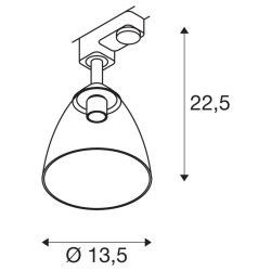 PARA CONE GL, spot pour rail 3 allumages int, blanc/transparent, GU10, 25W max