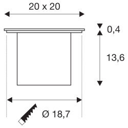 ROCCI 200, encastré de sol extérieur, carré, inox, LED, 16W, 3000K, IP65/IP67