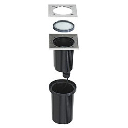 Dasar exact gu10, carre, collerette inox 316, pot d'encastrement incl.