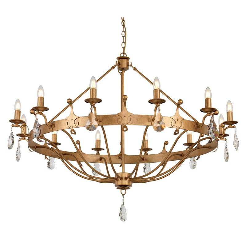 Lustre Windsor 12 lumières - Patine dorée