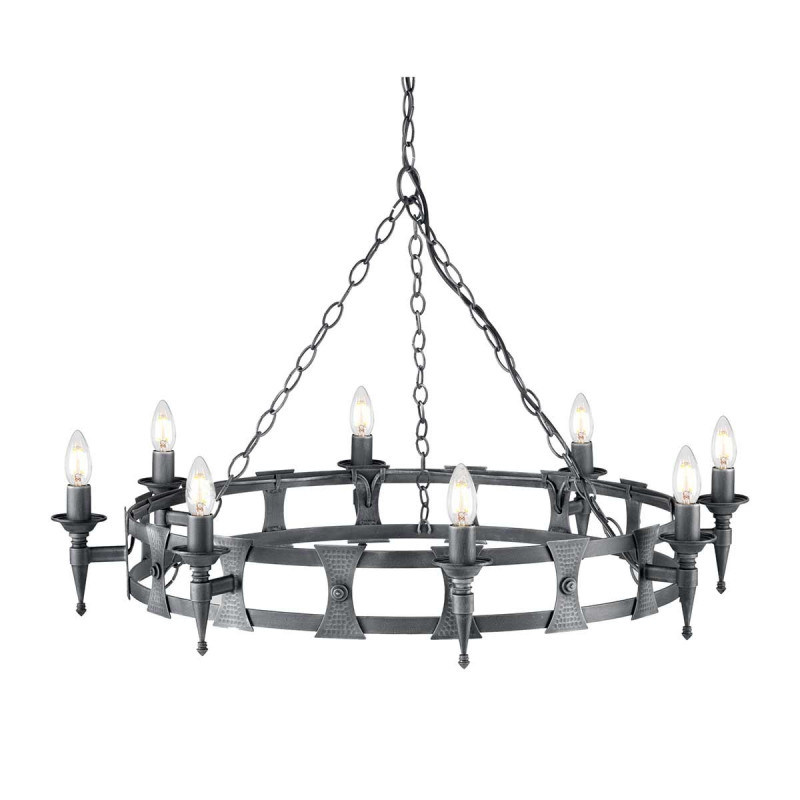 Lustre Saxon 8 lumières - Noir/Argent