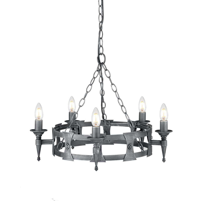 Lustre Saxon 5 lumières - Noir/Argent