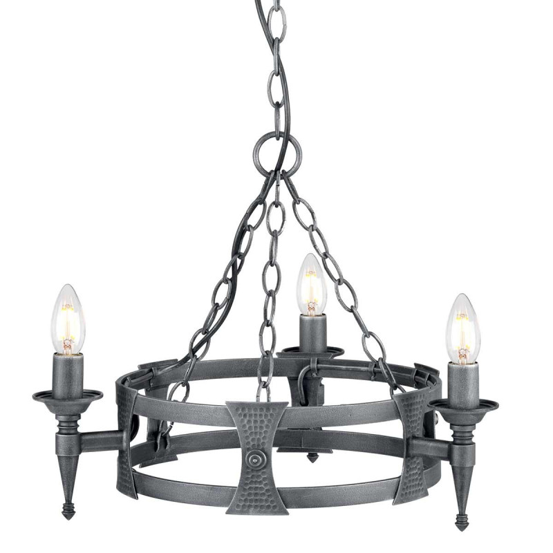 Lustre Saxon 3 lumières - Noir/Argent
