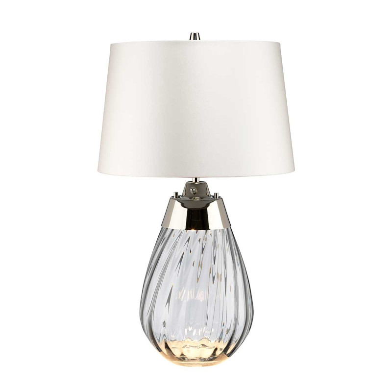 Petite lampe de table fumée Lena avec abat-jour blanc cassé 2 lumières