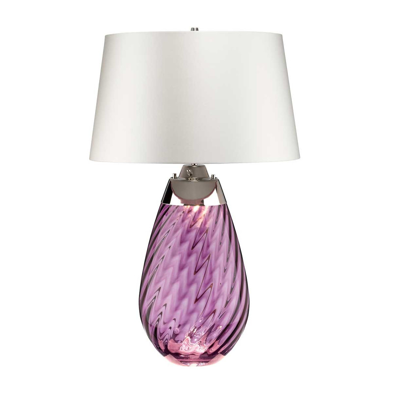 Grande lampe de table prune Lena avec abat-jour blanc cassé 2 lumières