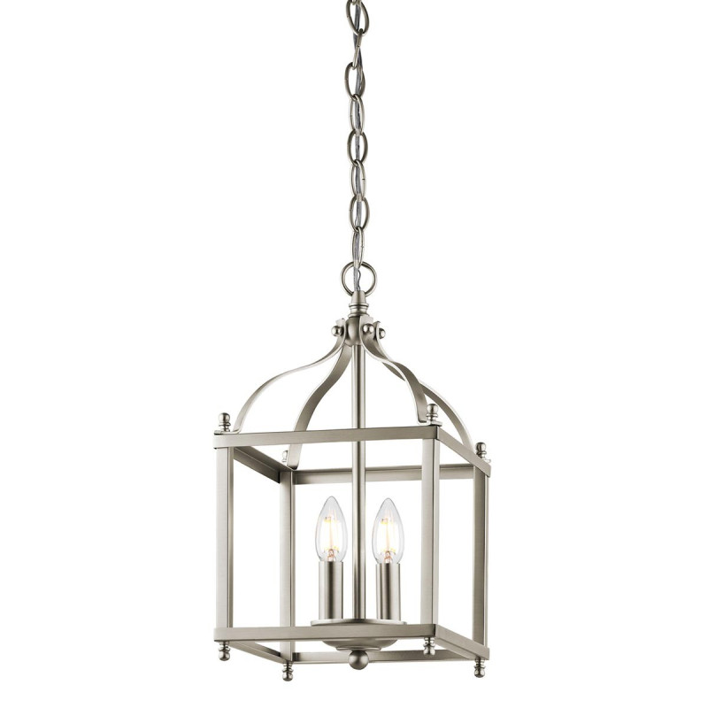 Petite suspension Larkin 2 lumières - Nickel brossé