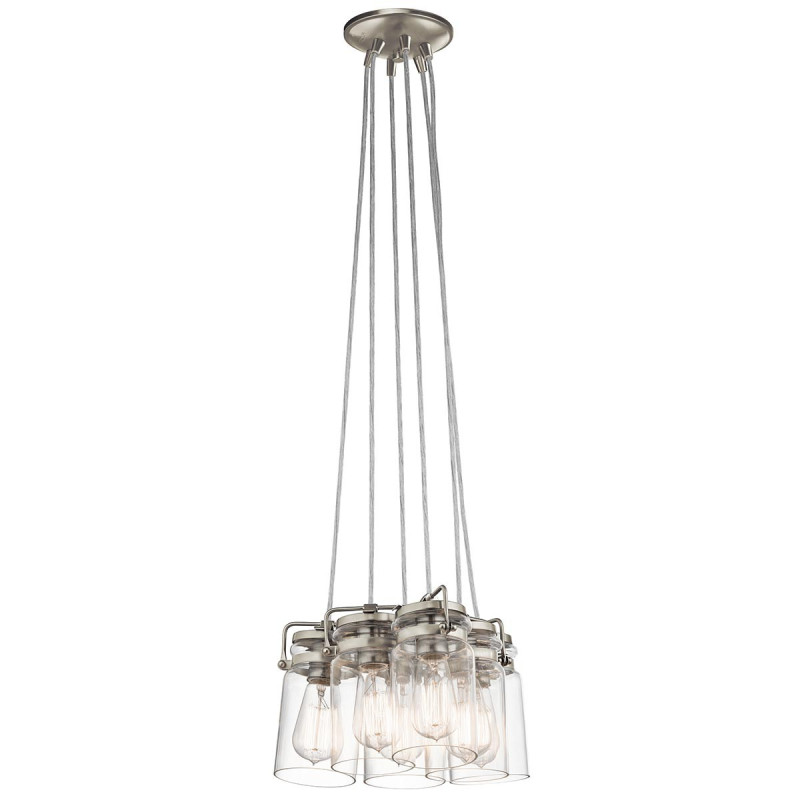 Suspension Brinley 6 lumières - Nickel brossé
