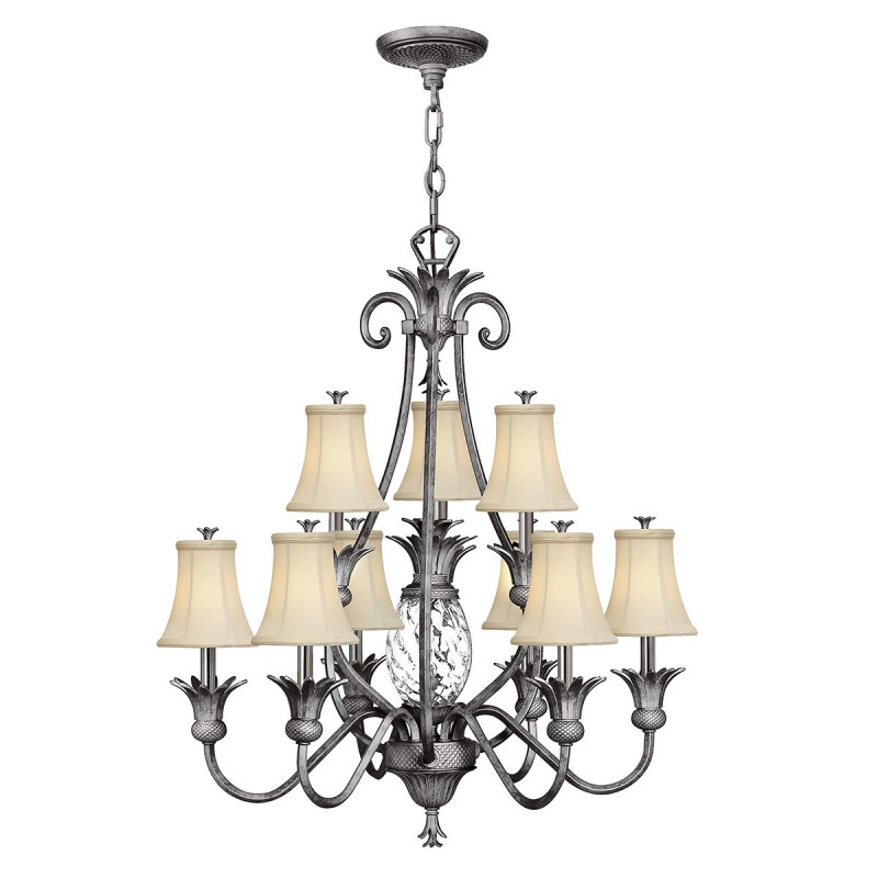 Lustre Plantation 10 lumières - Nickel antique poli