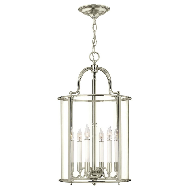 Grand luminaire suspendu Gentry 6 lumières - Nickel poli