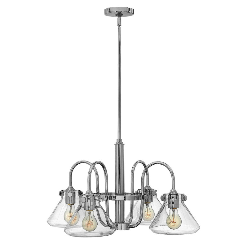 Lustre en verre transparent Congress 4 lumières - Chrome