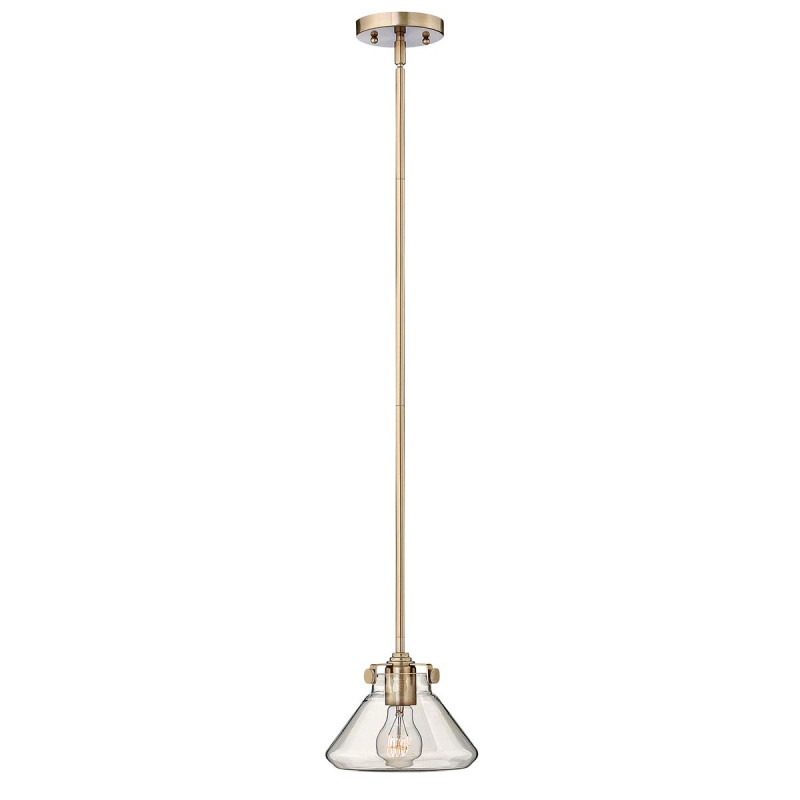 Suspension en verre transparent Congress 1 lumière - Caramel brossé