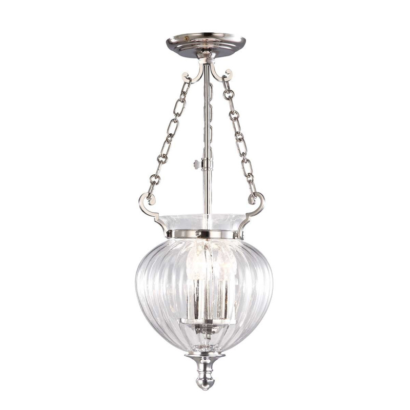 Petite suspension Finsbury Park 3 lumières - Nickel poli