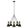 Lustre Joan 5 lumières - Noir minuit et Laiton bruni
