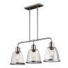 Lustre droit suspendu nickel satiné Hobson 3 lumières
