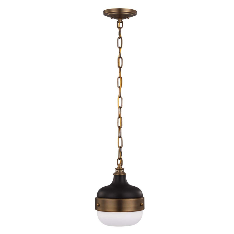 Mini-suspension Cadence 1 lumière - Laiton antique foncé/Noir mat