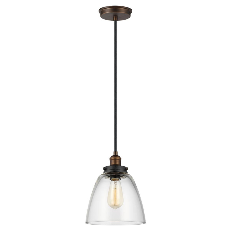 Suspension Baskin 1 lumière - Laiton vieilli/Zinc foncé vieilli