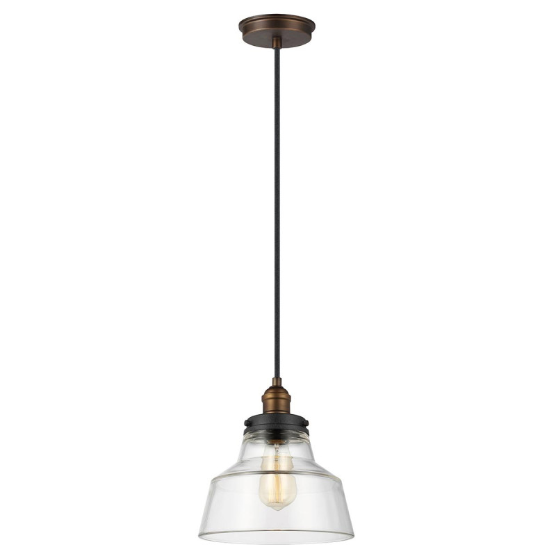 Suspension Baskin 1 lumière - Laiton vieilli/Zinc foncé vieilli