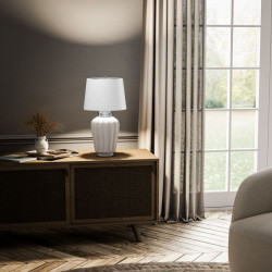 Lampe de table Bexley 1 lumière - Blanc et nickel poli Elstead