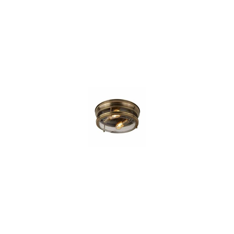 Glasgow 2Lt Flush  - Antique Brass Metal & Clear Glass