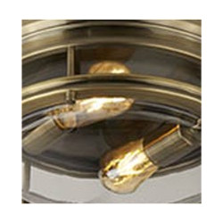 Glasgow 2Lt Flush  - Antique Brass Metal & Clear Glass