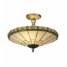 New York  2Lt Semi-Flush - Brass Metal & Stained Glass