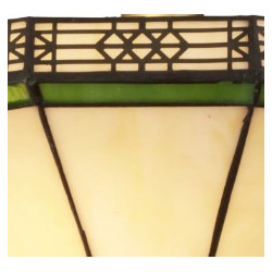 New York  2Lt Semi-Flush - Brass Metal & Stained Glass