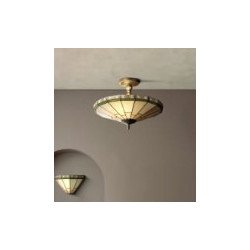 New York  2Lt Semi-Flush - Brass Metal & Stained Glass